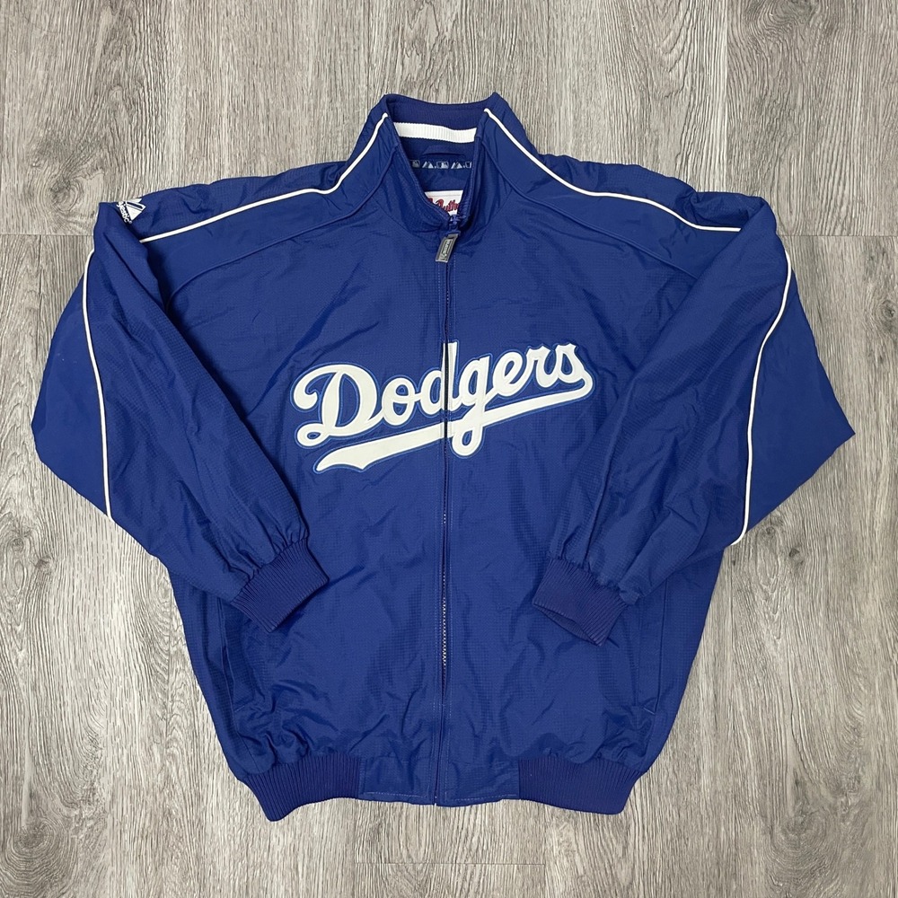 Majestic Dodgers Jacket Womens Large Blue Los Angeles MLB Baseball Cropped Boxy